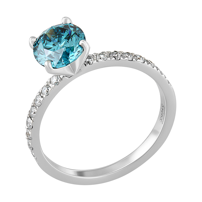 Кольцо с синим бриллиантом 1.270 ct