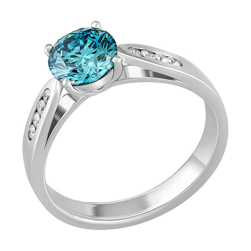 Кольцо с синим бриллиантом 1.190 ct