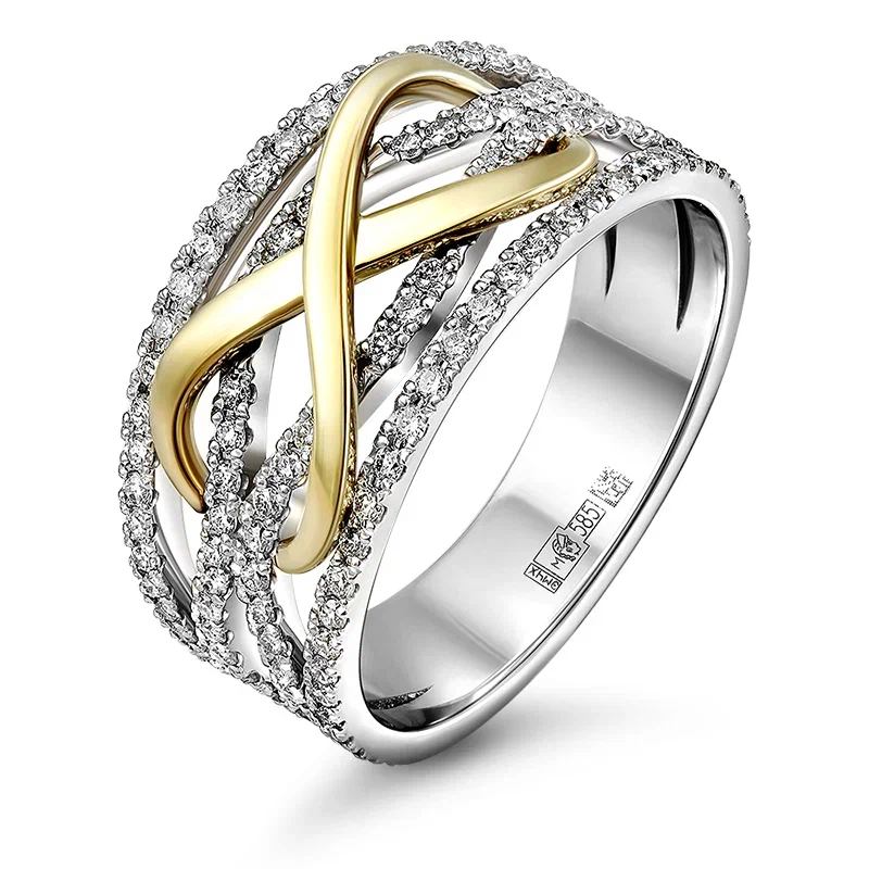 Кольцо из комбинированного золота с выращенными бриллиантами 0.487 ct