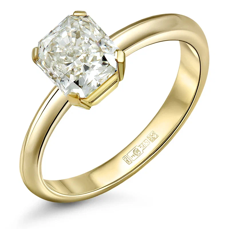 Кольцо из желтого золота с выращенным бриллиантом 1.150 ct