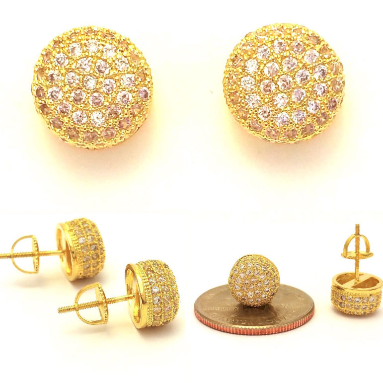 Серьги-пуссеты из жёлтого золота с выращенными бриллиантами Индивидуальный заказ